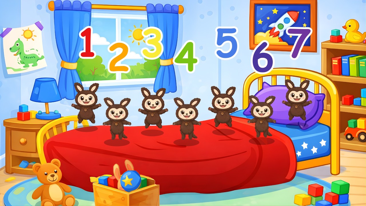 7 Little Labubus on the Bed 🛏️ | Fun Counting Song for Kids (1–7) | Chibi Art