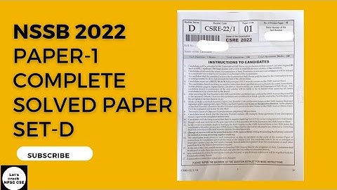 NSSB 2022 Paper-1 Set-D Solved Paper