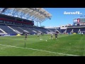 Tranquillo Barnetta Black Vest Green Boots Doing Passing Drills At Union Training 