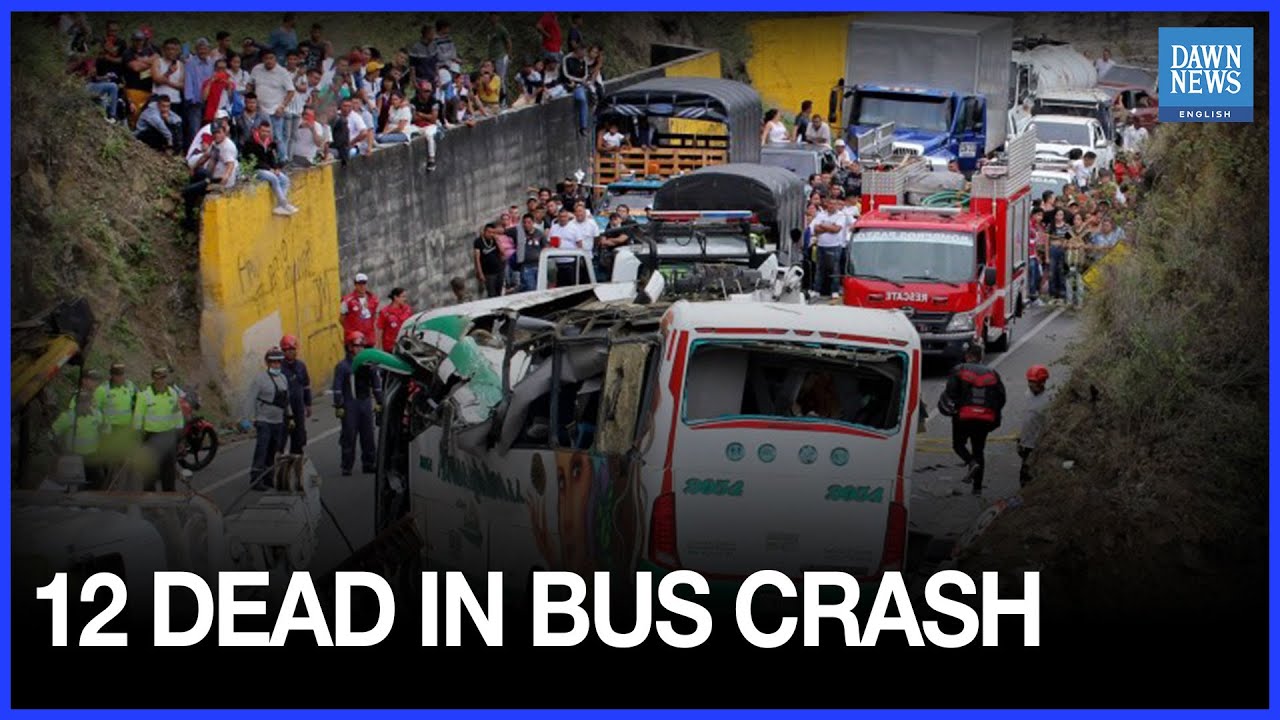Colombia bus crash kills at least 12 schoolchildren after vehicle plunges off cliff in Antioquia Col