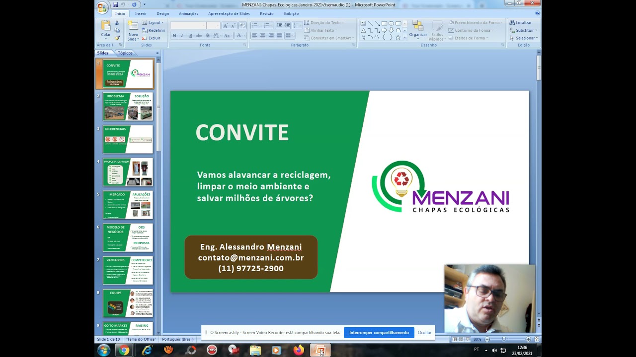 Apresentação dos slides da Menzani Chapas Ecológicas