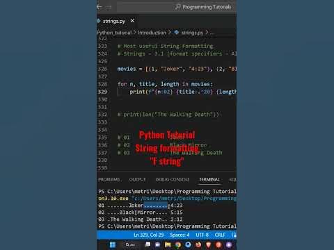 Python Tutorial - String formatting (f string) - YouTube