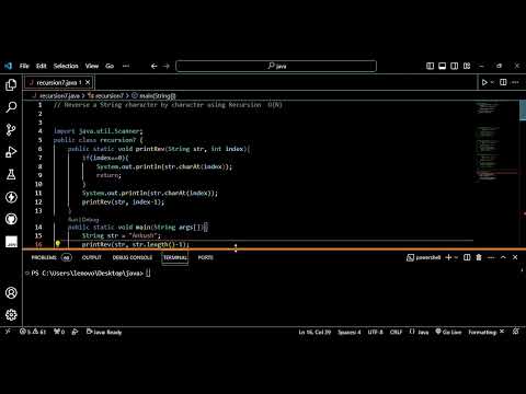 Recursion || Reverse a String using Recursion || Coding || java