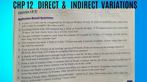 Ex 12 E ( Q1 to Q9 ) Chp 12 Direct and Indirect Variations. Class 8. Maths