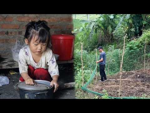 Two Orphaned Children. The Girl Helps Her Uncle With Gardening and The Boy Comes Home From School.