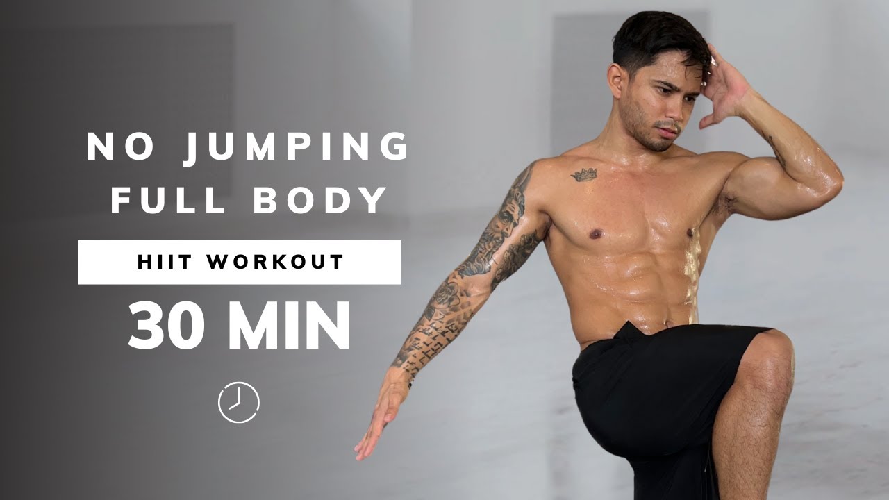 30 MIN NO JUMPING HIIT Workout - Full Body Fat Burn - No Equipment, No ...