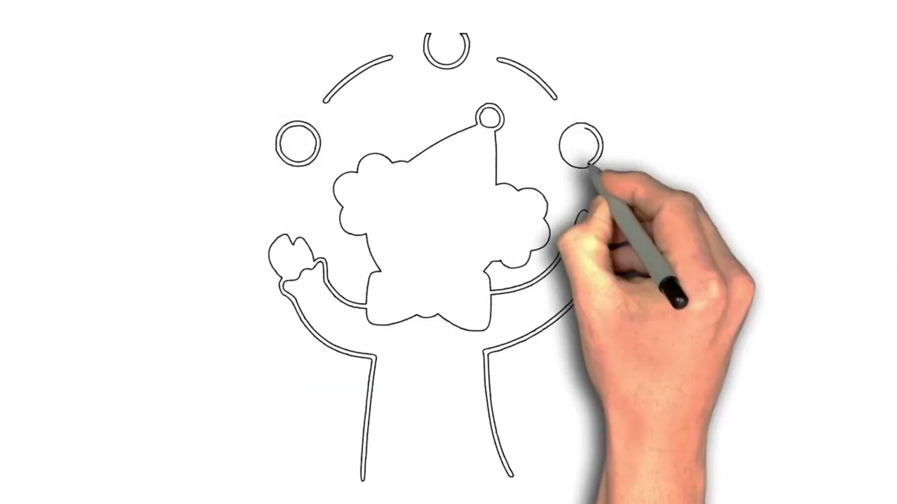How to draw Happy clown juggling drawing image step by step