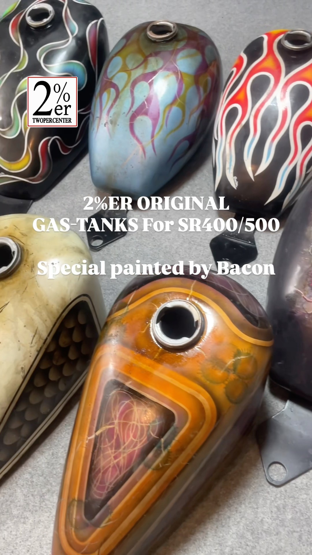 2%ER gas tank kit for SR400/500 painted by BACON. #sr400