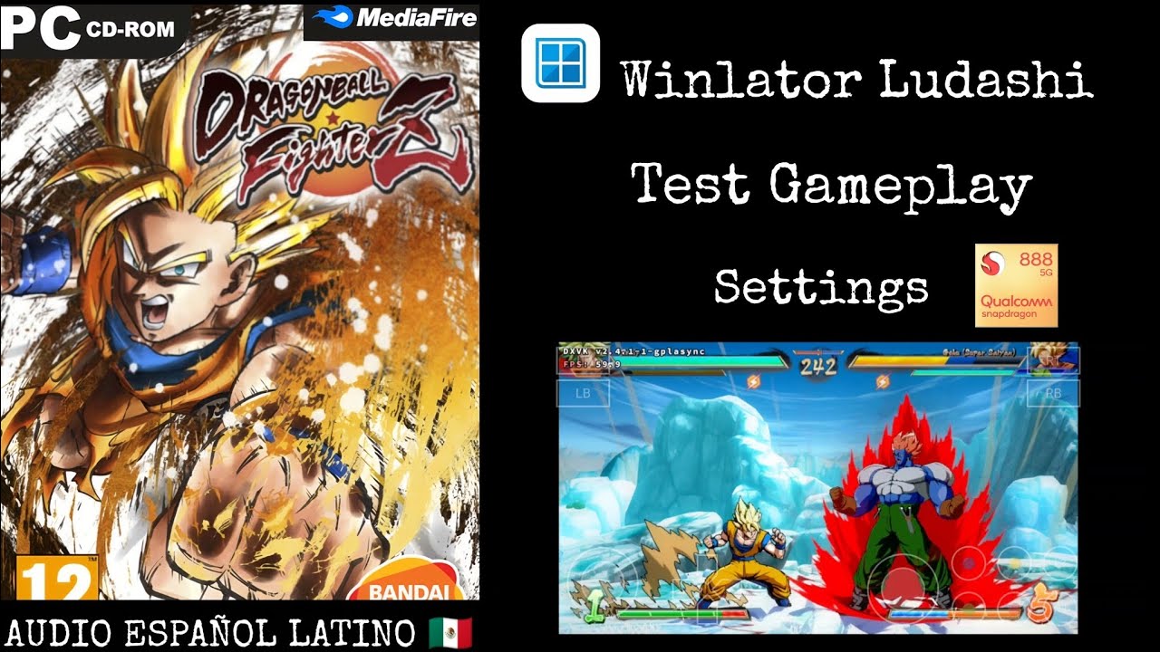 Emulator Winlator Ludashi v2.8.1 HotFix, Dragon ball FighterZ Audio Latino, Settings Snapdragon 888