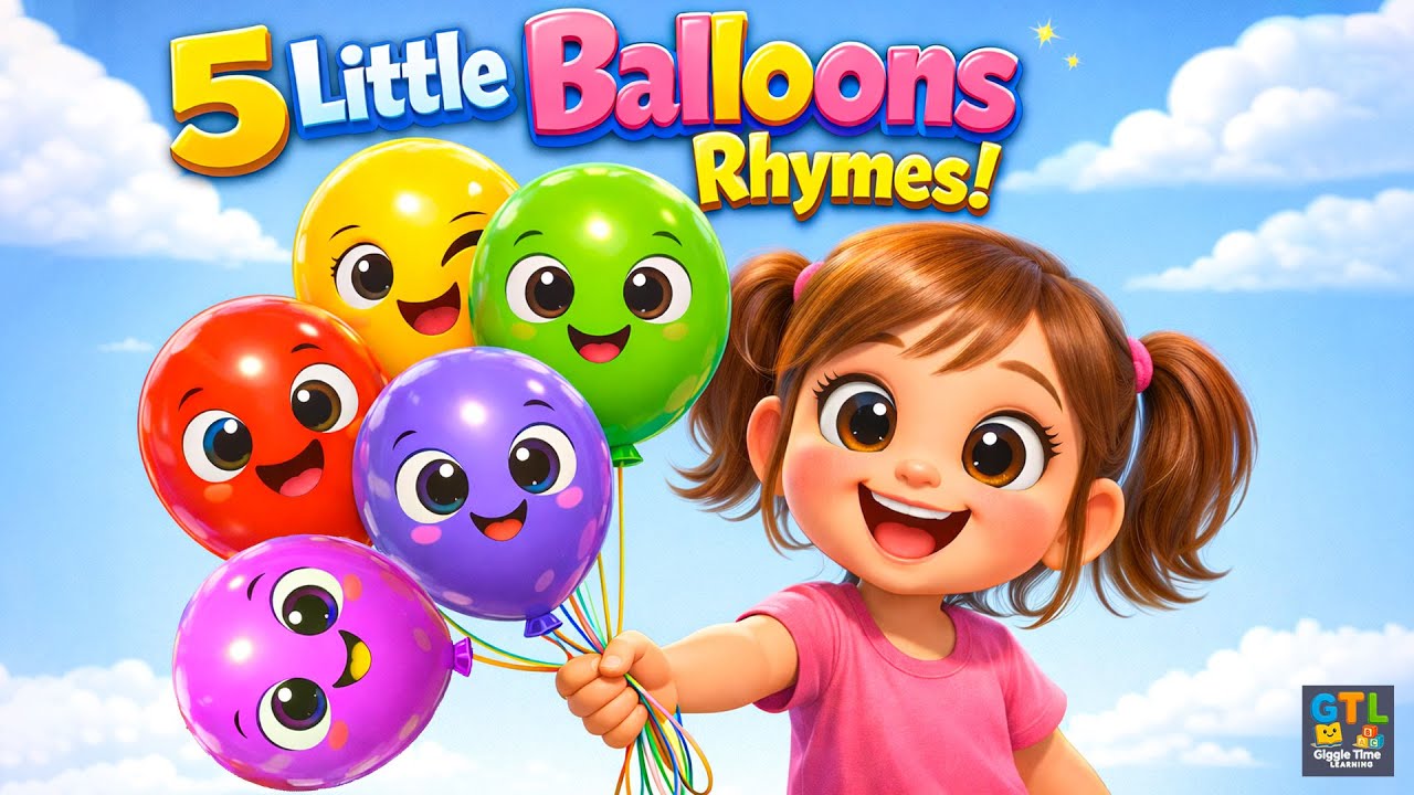 5 Little Balloons | Balloon Song for Kids | Giggle Time Learning
