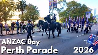 Perth St Georges Terrace ANZAC Day Parade 2026 — Full March with Bands (4K)