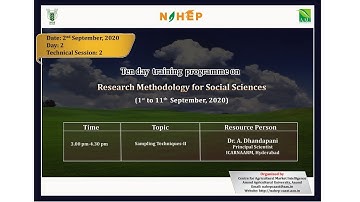 Sampling Techniques - II, Research Methodology for Social Sciences