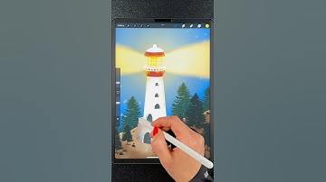 Lighthouse - iPad drawing in Procreate (#shorts)