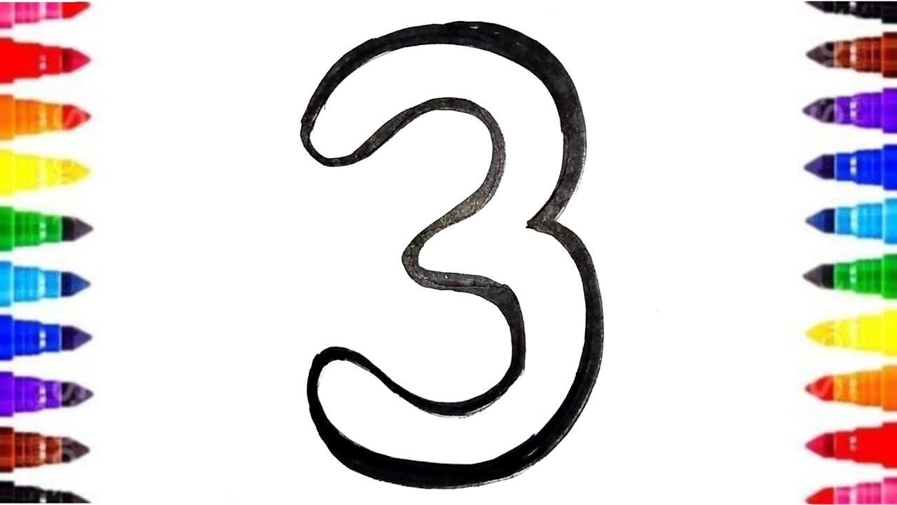 Number 3 🔢Drawing Painting And colouring for the preschool kids and toddlers 