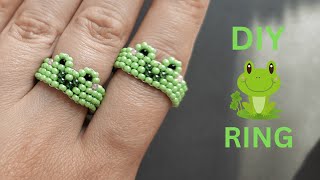 Bead frog ring, seed bead ring, peyote stitch beading tutorial
