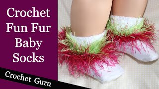 Crochet Fun Fur Baby Socks - Trim Pattern
Learn how to make these crochet fun fur baby socks by watching this video tutorial. This baby sock edging pattern is crocheted with a basic single crochet stitch.
PATTERN: http://www.crochetguru.com/fun-fur-sock-edging.html
If you have any special crochet video requests let me know by posting a comment in the comments section below. I would love to hear your ideas!
SUBSCRIBE!
https://www.youtube.com/user/CrochetGuru/
LETS CONNECT!
Crochet Guru
Facebook: https://www.facebook.com/crochetguru/
Twitter: https://twitter.com/crochetguru1/
Pinterest: https://www.pinterest.com/crochetguru/
Instagram: https://instagram.com/crochetguru1/
Gplus: https://plus.google.com/+CrochetGuru
CROCHET GURU WEBSITE:
http://www.crochetguru.com/
CROCHET GURU ETSY SHOP:
https://www.etsy.com/shop/crochetgurushop/ Crochet Fun Fur Baby Socks - Trim Pattern
