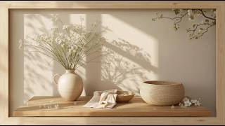 Calm Morning Light 🌿✨ | Minimal Floral Scene & Warm Natural Tones (4K TV Wallpaper) screenshot 4