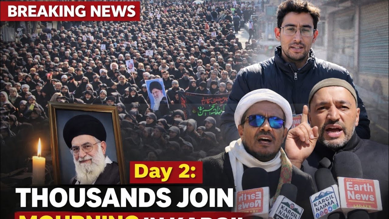 Day 2: Thousands in Kargil joined a massive mourning procession for Ayatollah Ali Khamenei.