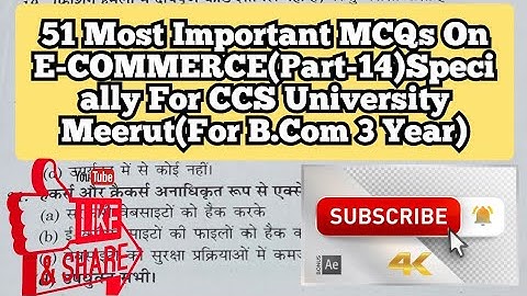 51 Most Important MCQs On E-COMMERCE(Part-14)Specially For CCS University Meerut(For B.Com 3 Year)