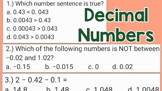 Simple Word Problems: DECIMAL Numbers