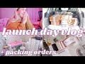 LAUNCH DAY VLOG + *packing orders live* &amp; update! | Paige Koren