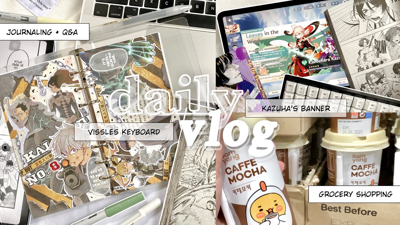 🍨 !! daily vlog ⨟ traveling, grocery, kazuha’s banner, journaling + q&a, vissles v84 keyboard !