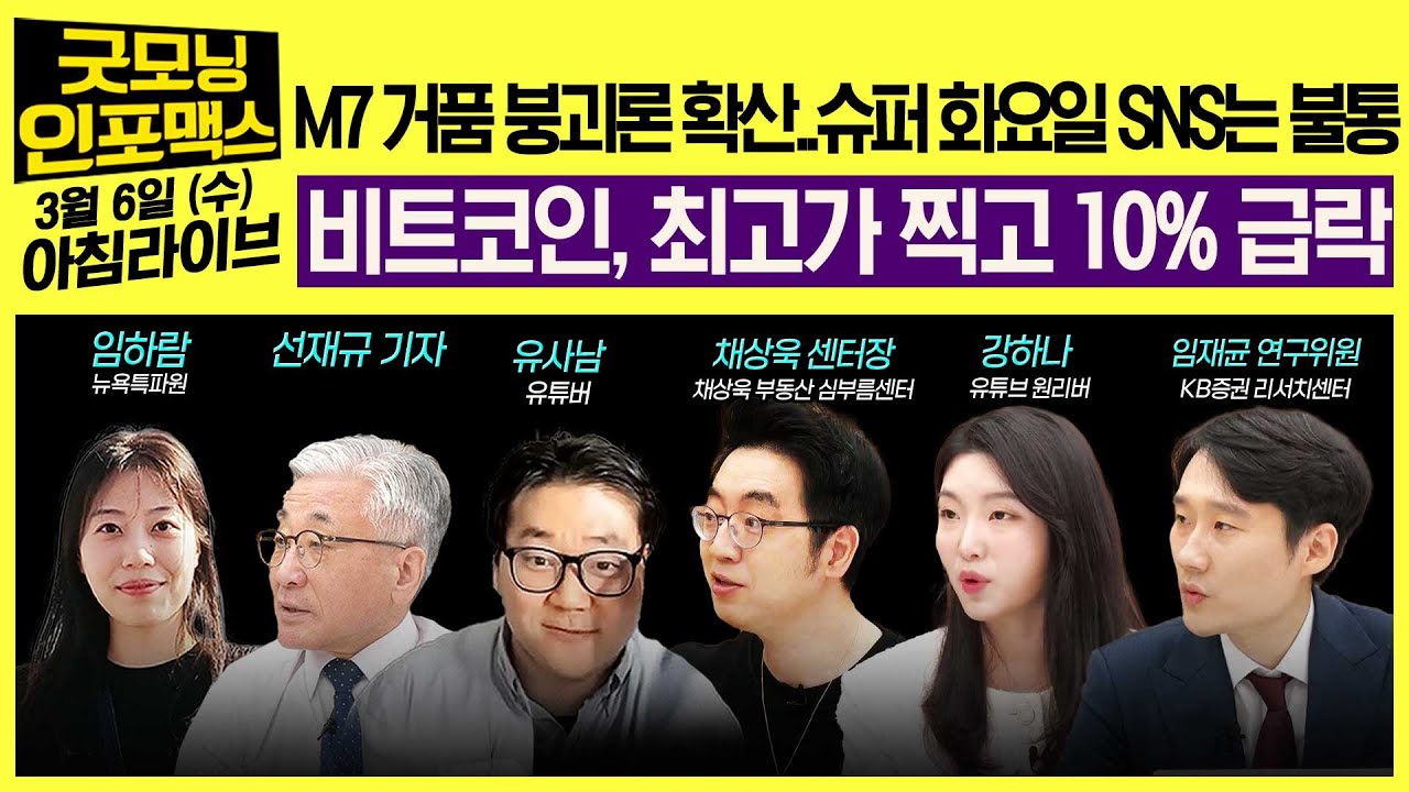 [LIVE] M7 거품 붕괴론 확산..슈퍼 화요일 SNS는 불통 ㅣ비트코인, 최고가 찍고 10% 급락 2024 0306 굿모닝인포맥스