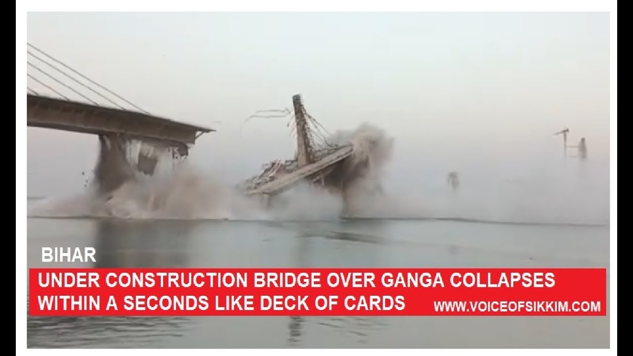 Under Construction Bridge Collapses In Bihar , Video Captured In Mobile ...