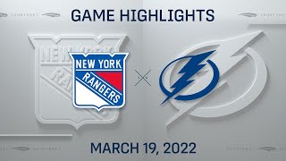 NHL Highlights | Rangers vs. Lightning - Mar. 19, 2022