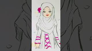Menggambar dan mewarnai wanita Muslimah