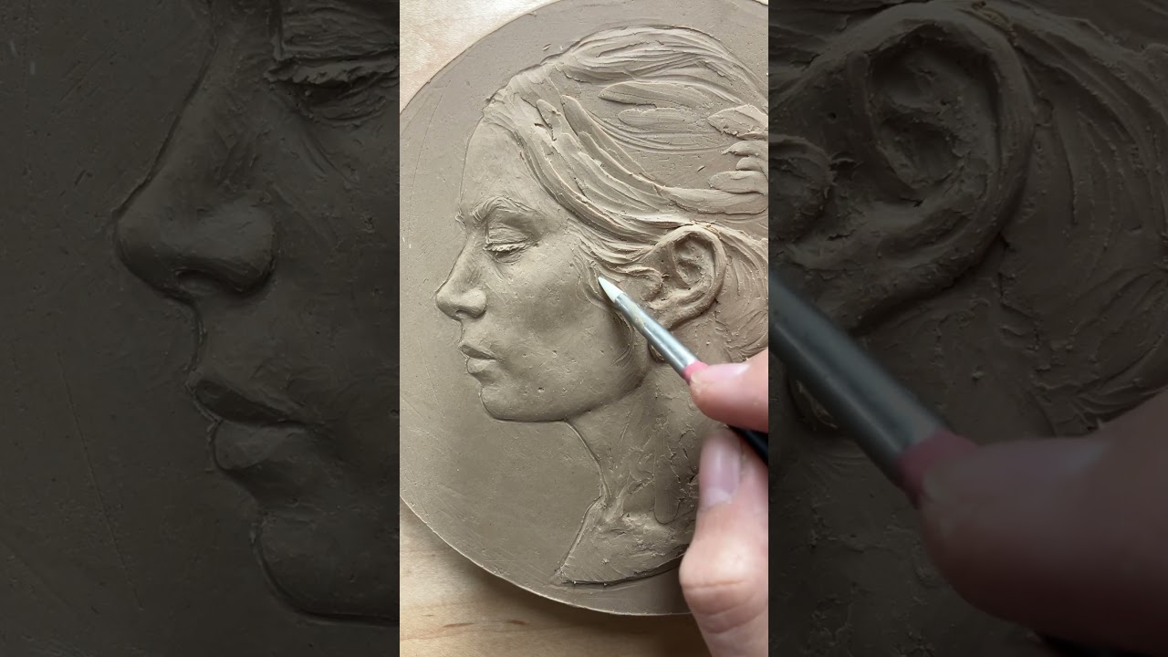 Bas Relief Portrait Sculpture in Progress 