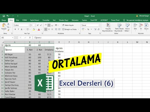 Excel Dersleri (6) Ortalama Hesaplama