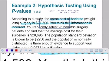 One Sample Hypothesis Test for the Mean, Sigma Known, 7.2  (Part 1 of 2)