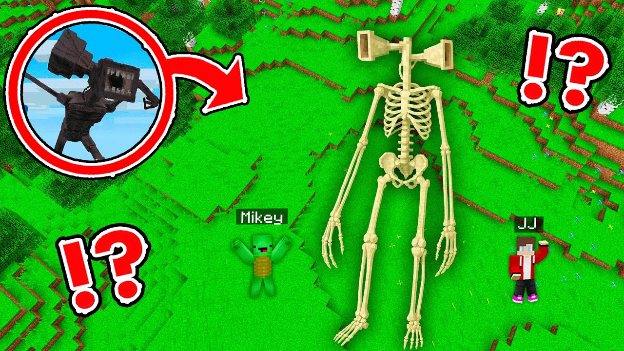JJ and Mikey Found Sirenhead Skeleton Print at Night in Minecraft - Maizen ?!