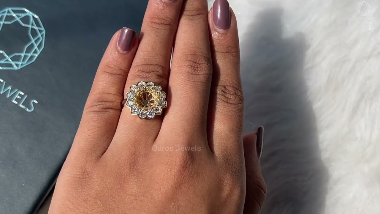 Round Flower Style Semi Mount Ring 