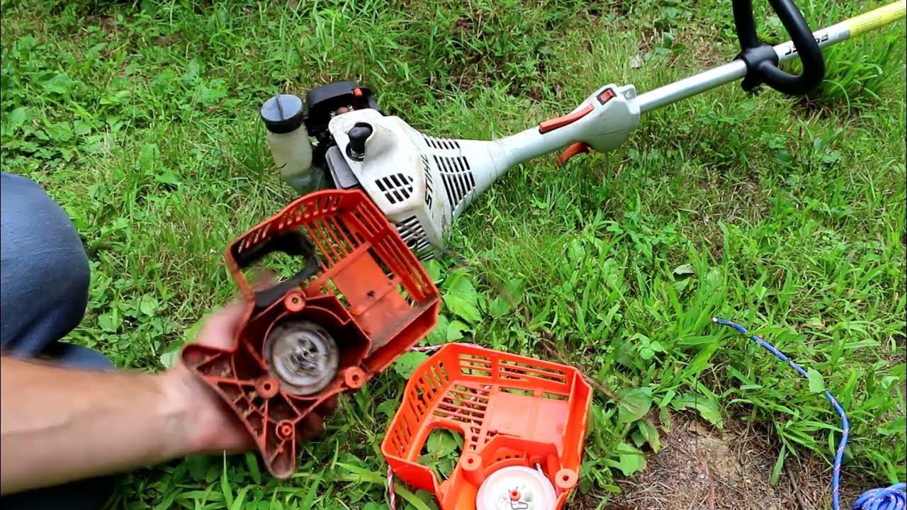 Stihl FS45 string trimmer "easy start" recoil repair YouTube