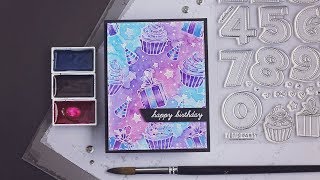 Colorful Watercolor Background - Birthday Numbers Stamp Set