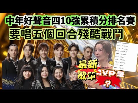 中年好聲音四10強￼累積分排名賽！￼邊個最有機會攞MVP攞額外2分￼參賽者要唱五個回合殘酷戰鬥，￼考驗多元唱功！#中年好聲音#中年好聲音4#許雲妮#許美琪#尹景順#鄭家聲#￼陳旭培#￼鄭仲豪#周志康 