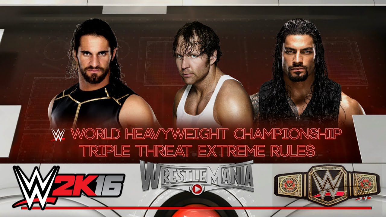WWE 2K16 - Seth Rollins Vs Roman Reigns Vs Dean Ambrose For The WWE Title (EPIC Match) - PS4