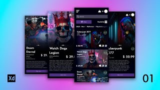 The design of the app with a dark theme - Adobe XD (tutorial)