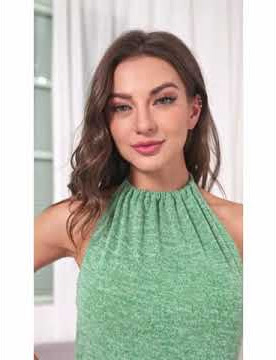 SOLY HUX Women's Halter Backless Short Bodycon Dress Sleeveless Tie Back Party Club Mini Dresses