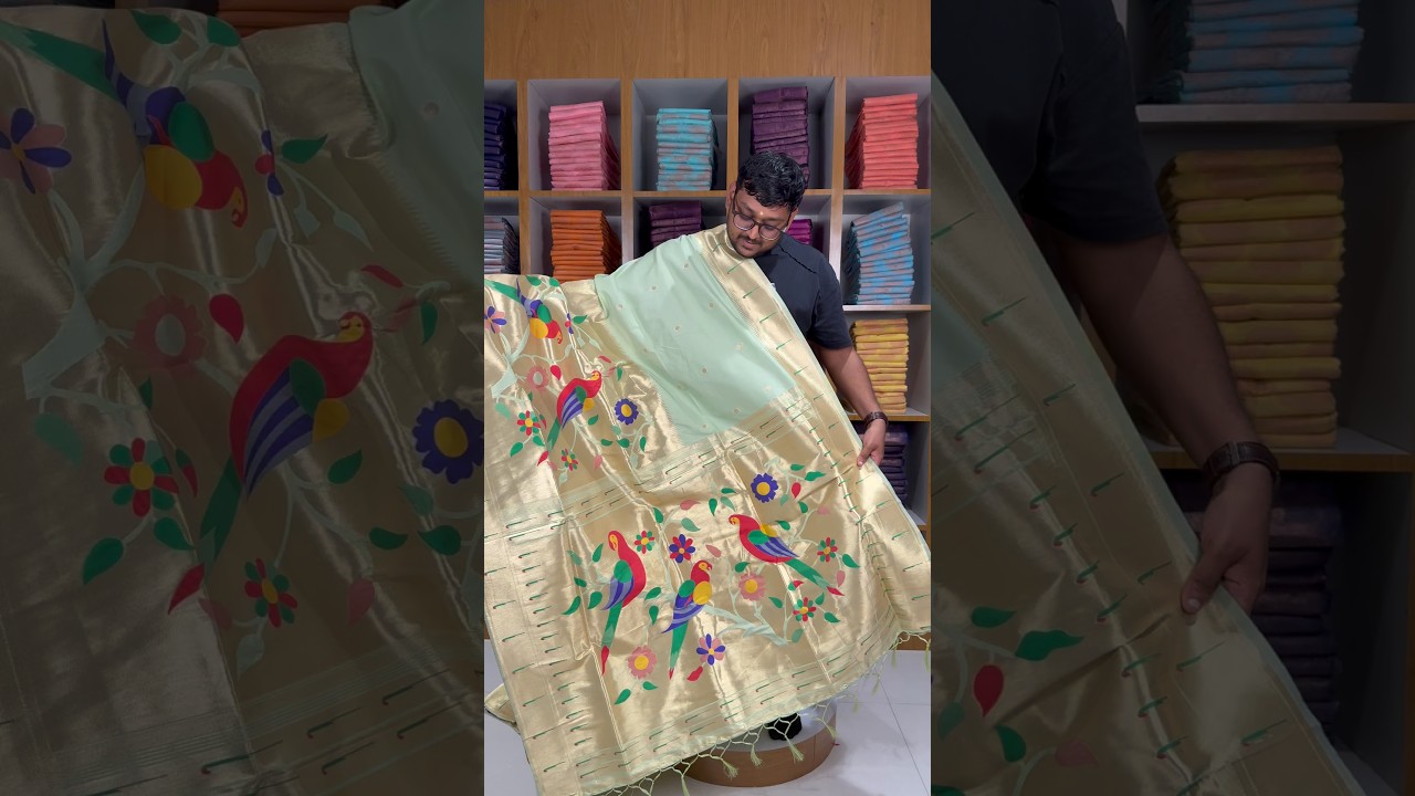 Kanchivaram Paithani Silk Big Parrot Zari Border Saree