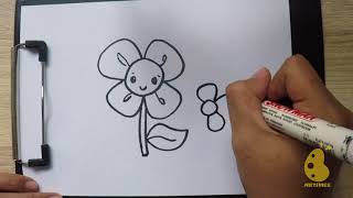 How to Draw happy flower