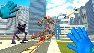 HUGGY WUGGY,CATNAP,NEW PROTOTYPE AND PROTOTYPE WORM ARE CHASING A TRAIN IN A BIG CITY - GARRY`S MOD