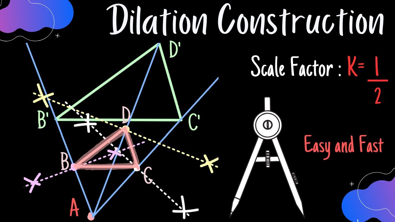 Dilation Construction Scale Factor Of 1 2 Easy Method YouTube Dilation Construction Scale Factor Of 1 2 Easy Method YouTube