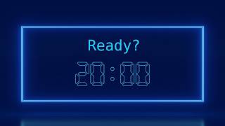 20 Minute Timer With Buzzer ( no music ) | Blue Neon countdown.