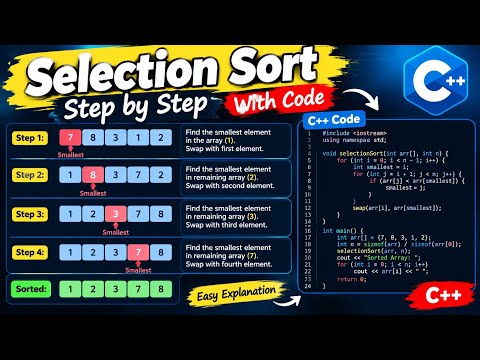 Selection Sort in C++ | Step by Step Explanation with Code | DSA for Beginners