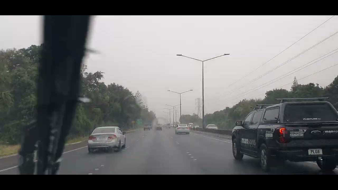 Auckland Motorway Drive In The Rain: Real Time Wet Weather POV Cruise