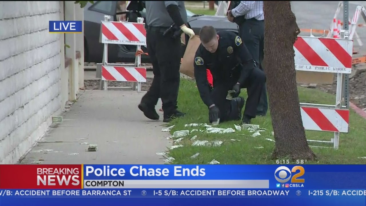 Suspects Throw Money Onto Compton Street During Car Chase YouTube