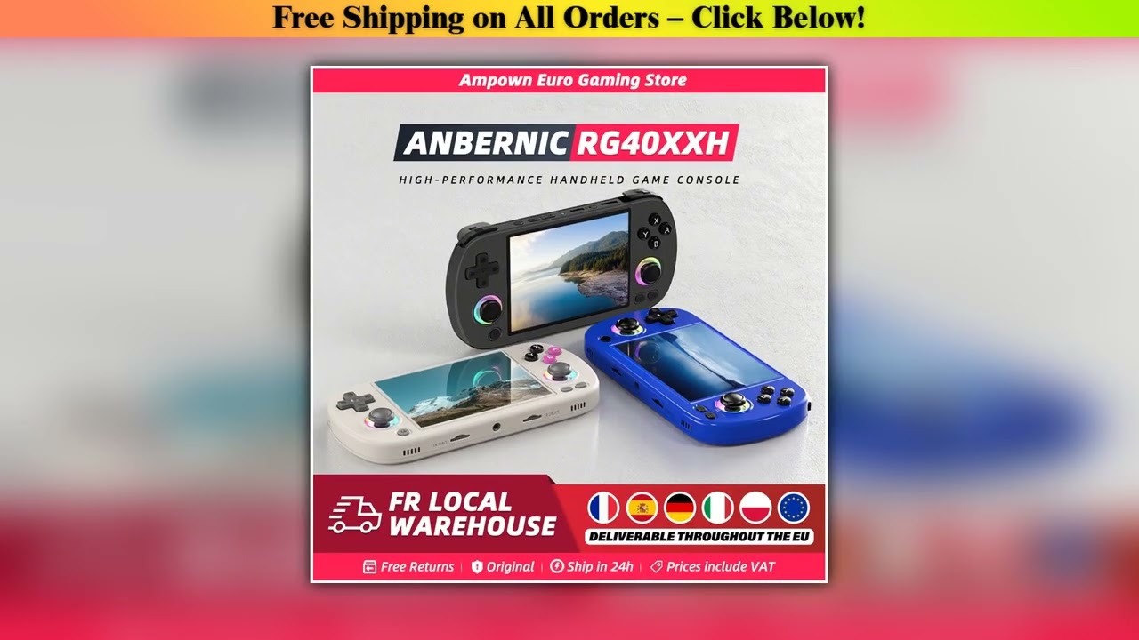 ANBERNIC RG40XX H Handheld Game Console 4'' Screen Linux System Joystick RGB Lighting Effect